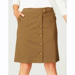 J. Jill Ponte Classic A-Line‎ Short Brown Tan Skirt Womens Medium NEW